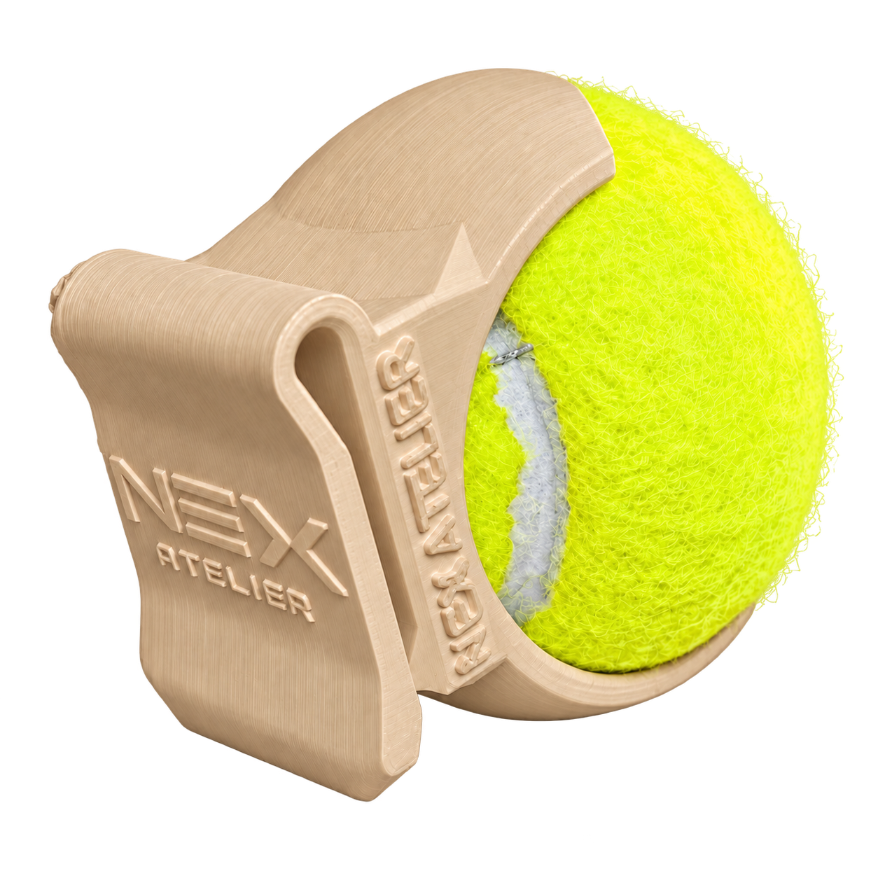 Le porte-balle NEX SPORT beige avec une balle, sur fond transparent